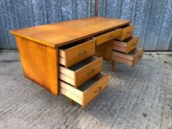 Vintage Desk With Oak Compass Legs