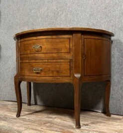 Magnificent Louis XV / Louis XVI Transition Style Half-moon Chest Of Drawers In Mahogany Inlaid With Fillets -Room Fold Zone a6816d1f cb82 45ce b33b 5d1346ce67f0