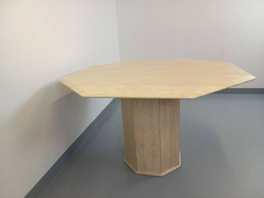 Vintage Octagonal Travertine Dining Table From The 70s 80s 3 Vintage Octagonal Travertine Dining Table From The 70s 80s