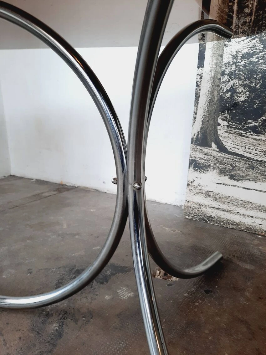 Large Chrome And Smoked Glass Table From The 70s 16 Large Chrome And Smoked Glass Table From The 70s - Image 14