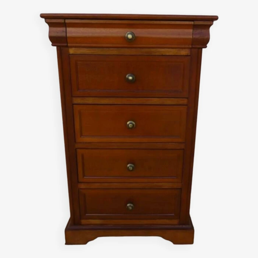 Louis Philippe Style Chest Of Drawers With 5 Drawers And Brass Buttons – Very Good Condition 7 Louis Philippe Style Chest Of Drawers With 5 Drawers And Brass Buttons – Very Good Condition - Image 5