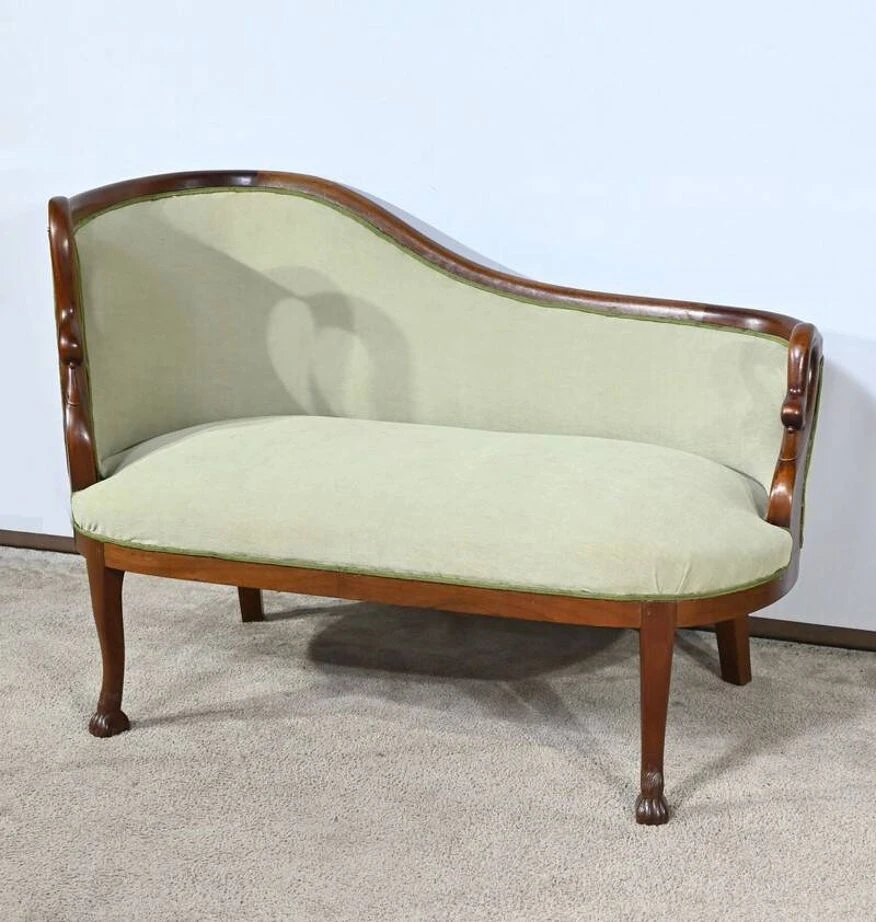 Small Mahogany Backsplash Daybed, Return From Egypt Style – Early 20th Century 13 Small Mahogany Backsplash Daybed, Return From Egypt Style – Early 20th Century - Image 11