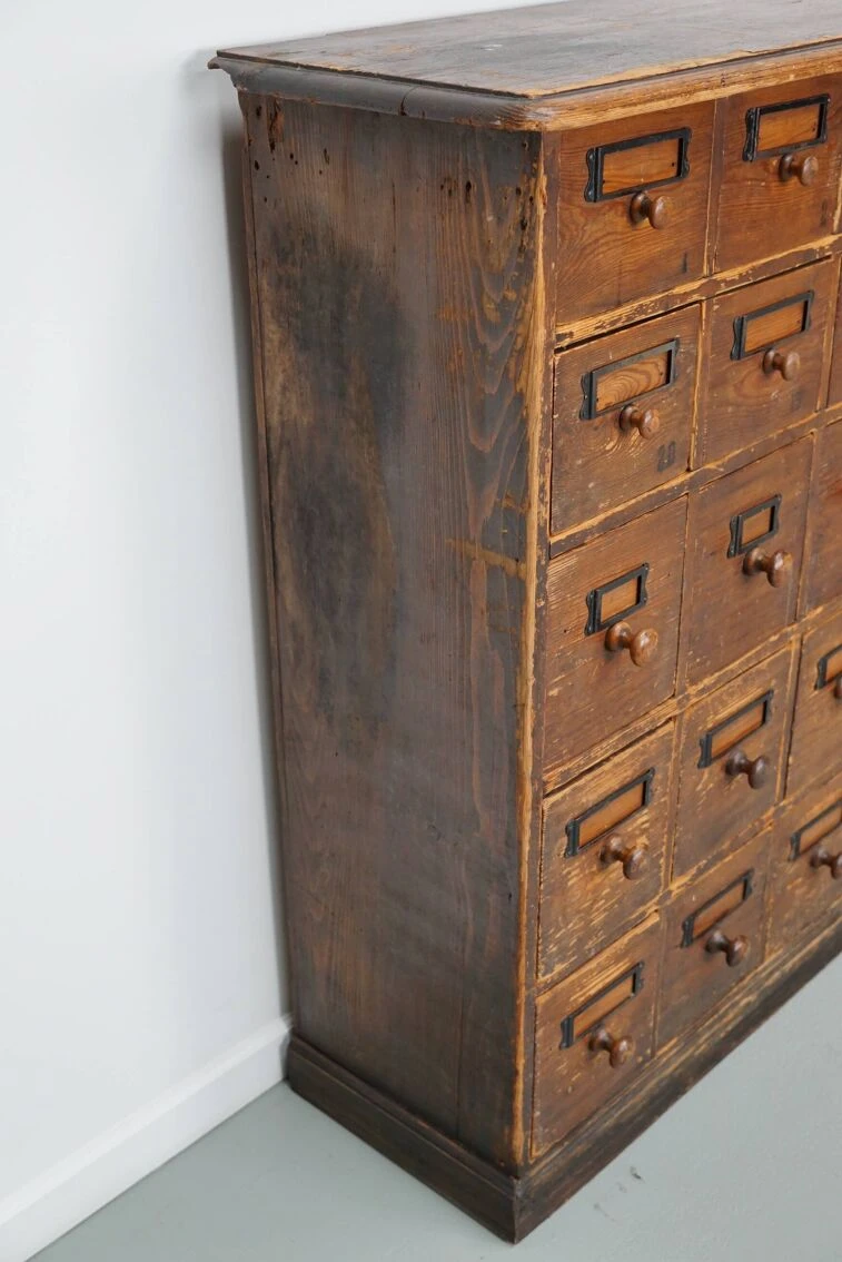 Antique Rustic German Pine Apothecary Cabinet / Bank Of Drawers, Early 20thc 6 Antique Rustic German Pine Apothecary Cabinet / Bank Of Drawers, Early 20thc - Image 4