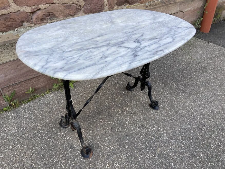 Bistrot Table Marble And Cast Iron Parisian Café Bistro Table Vintage Bohemian 5 Bistrot Table Marble And Cast Iron Parisian Café Bistro Table Vintage Bohemian - Image 3