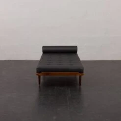 Danish Mid-century Teak Daybed In Black Leather, 1960s -Room Fold Zone b2d21741 e892 4319 87dc 3cc41d7ea340