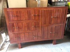 Old Large Formica Imitation Wood Chest Of Drawers 3 Drawers + 2 Vintage Boxes #a744 -Room Fold Zone b40170a8 f39e 41e3 a9d3 cef0a10feae0