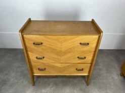 1950s Chest Of Drawers With Blond Wood Compass Foot