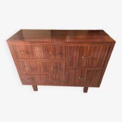 Old Large Formica Imitation Wood Chest Of Drawers 3 Drawers + 2 Vintage Boxes #a744 -Room Fold Zone bac84a80 bc5d 4df5 9dab c0e5345c3f65