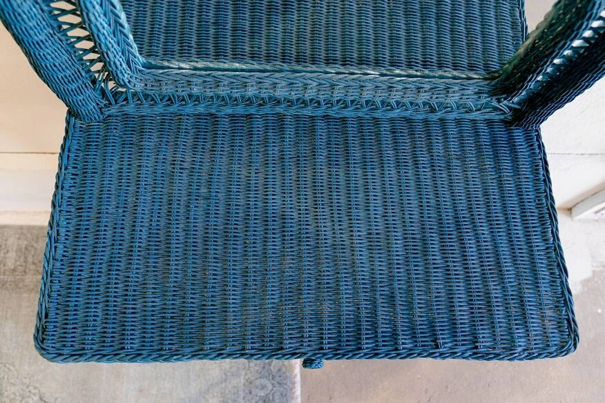 Vintage Midnight Blue Rattan Dressing Table 3 Vintage Midnight Blue Rattan Dressing Table - Image 2