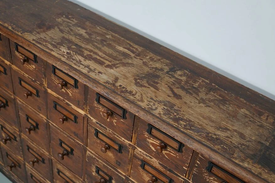 Antique Rustic German Pine Apothecary Cabinet / Bank Of Drawers, Early 20thc 5 Antique Rustic German Pine Apothecary Cabinet / Bank Of Drawers, Early 20thc - Image 3