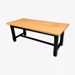 Farm Table In Solid Oak And Matte Black Legs -Room Fold Zone c67f4233 a95c 4fb3 bd69 ed9af0ebab0c