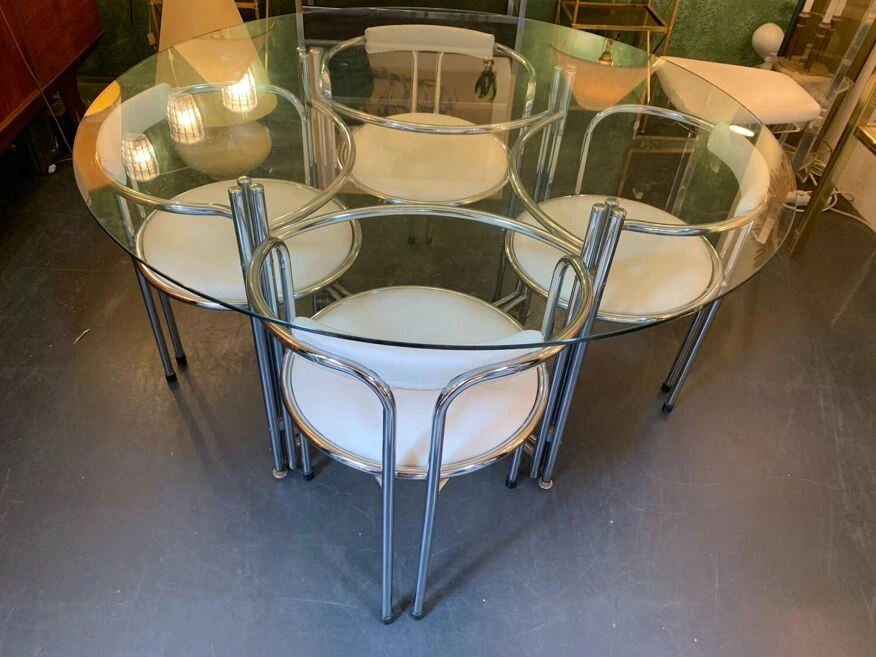 Chrome And Glass Table And Chairs Set 12 Chrome And Glass Table And Chairs Set - Image 10