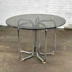 Vintage Italian Dining Table Smoke Glass -Room Fold Zone c87a7180 5b27 4f89 a940 15f7f0783216
