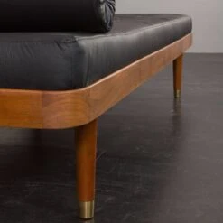 Danish Horsens Daybed In Black Leather And Teak, Denmark 1960s -Room Fold Zone c899c767 6b31 4c02 a45f e7dbc4212905