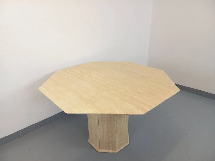 Vintage Octagonal Travertine Dining Table From The 70s 80s 5 Vintage Octagonal Travertine Dining Table From The 70s 80s - Image 3