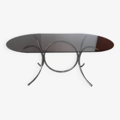 Large Chrome And Smoked Glass Table From The 70s 20 Large Chrome And Smoked Glass Table From The 70s -Room Fold Zone d004360d 7934 49d8 9245 23f8c7760bea