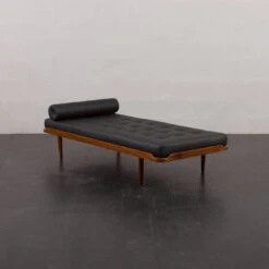 Danish Mid-century Teak Daybed In Black Leather, 1960s -Room Fold Zone d3f43c19 3ccf 40ca 9be5 3979d9102022