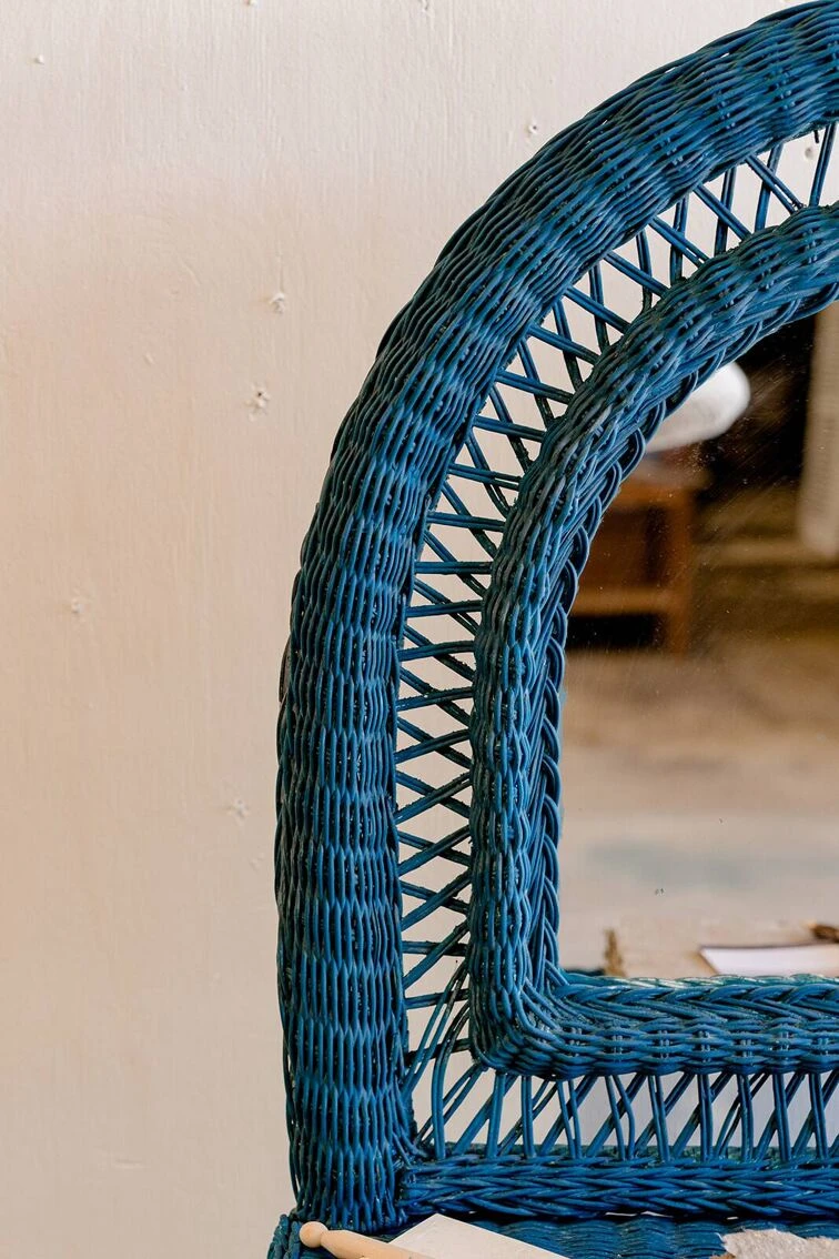 Vintage Midnight Blue Rattan Dressing Table 12 Vintage Midnight Blue Rattan Dressing Table - Image 11