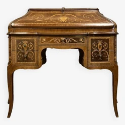 Very Rare Curved Venetian Louis XV Style Desk In Marquetry -Room Fold Zone dc611d3c e702 4405 b316 b175b3f65848