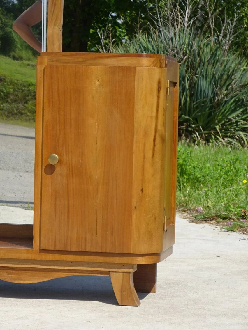 Light Wooden Dressing Table With Large Original Mirror, 1930s 4 Light Wooden Dressing Table With Large Original Mirror, 1930s - Image 2