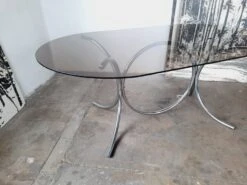 Large Chrome And Smoked Glass Table From The 70s 22 Large Chrome And Smoked Glass Table From The 70s -Room Fold Zone deb83a68 fdce 4a38 8b57 e6c7c6fd99c2