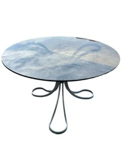 “space Age” Dining Room Table In Polished Steel And Smoked Glass Slab - Circa 1970 -Room Fold Zone e9761677 ab0d 4feb 97f0 779bfc4ca1ca
