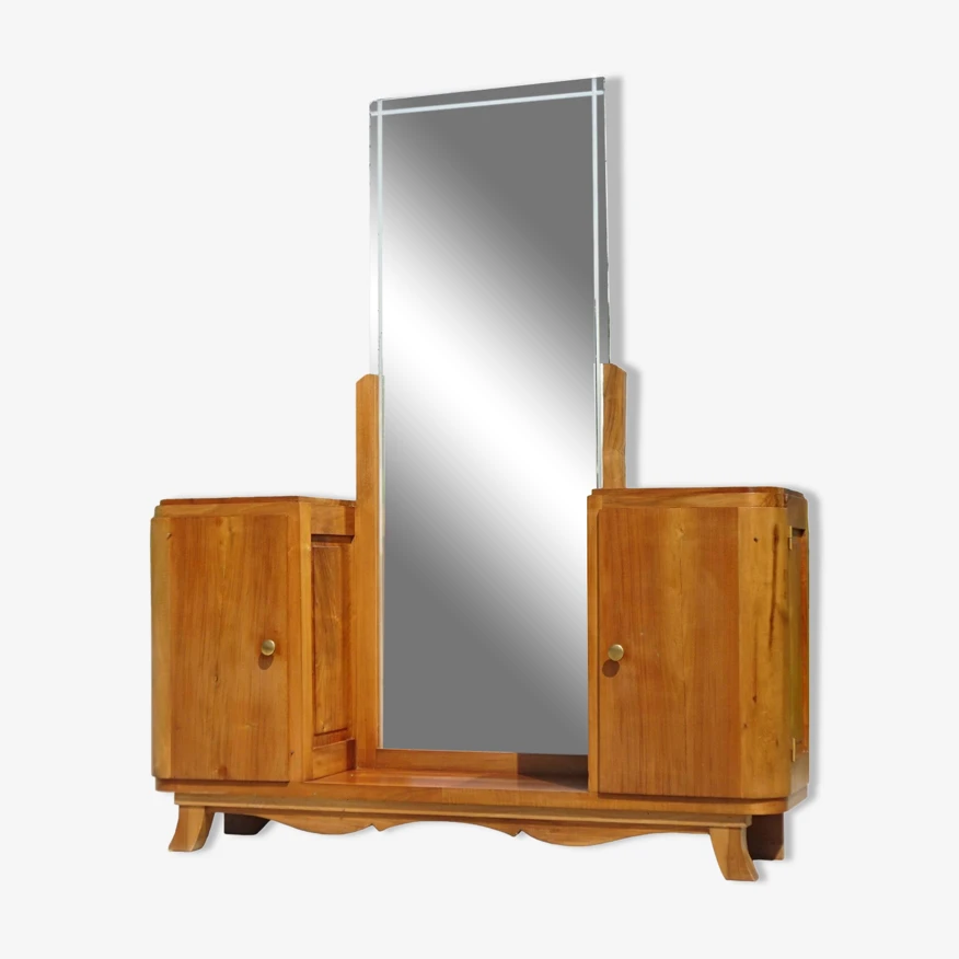 Light Wooden Dressing Table With Large Original Mirror, 1930s 19 Light Wooden Dressing Table With Large Original Mirror, 1930s - Image 17