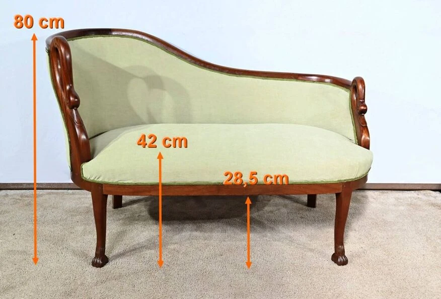 Small Mahogany Backsplash Daybed, Return From Egypt Style – Early 20th Century 20 Small Mahogany Backsplash Daybed, Return From Egypt Style – Early 20th Century - Image 18