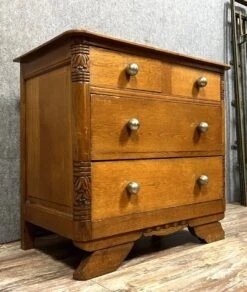 Art Deco Period Lady's Chest Of Drawers In Blond Oak / Circa 1940