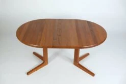 Vintage Round Danish Solid Teak Wood Dining Table Extandable - 1970s -Room Fold Zone f07d878b 168a 4b95 9d29 cdbb39314be4