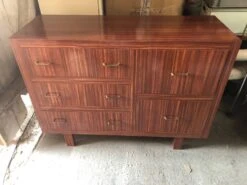 Old Large Formica Imitation Wood Chest Of Drawers 3 Drawers + 2 Vintage Boxes #a744 -Room Fold Zone f2bcb3a0 3488 46dc 9aaa a0a5fcc438a9