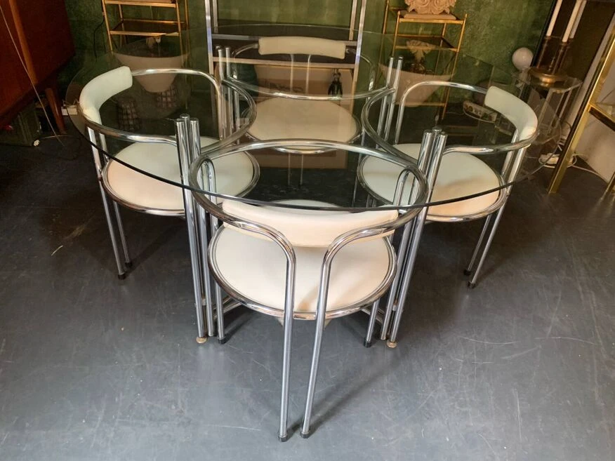 Chrome And Glass Table And Chairs Set 15 Chrome And Glass Table And Chairs Set - Image 13