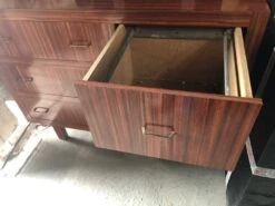 Old Large Formica Imitation Wood Chest Of Drawers 3 Drawers + 2 Vintage Boxes #a744 -Room Fold Zone feb068f4 6a4e 482e a66f 8a7f7e483b54