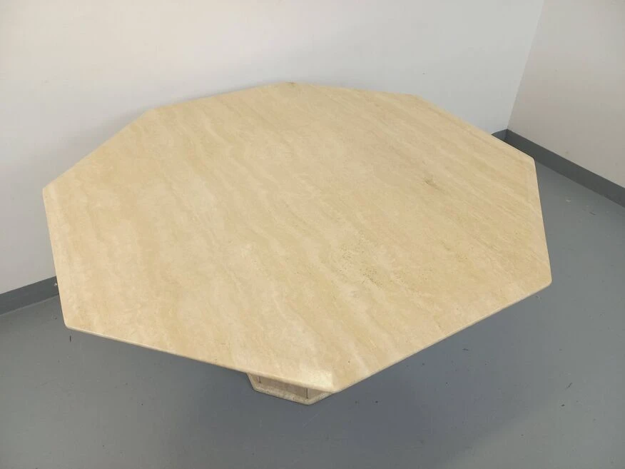 Vintage Octagonal Travertine Dining Table From The 70s 80s 16 Vintage Octagonal Travertine Dining Table From The 70s 80s - Image 14