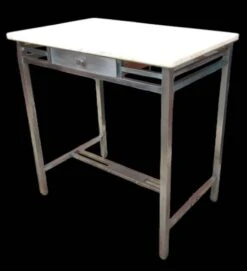 Art Deco Side Table Desk In Nickel-plated Copper And White Marble -Room Fold Zone ff5cc4c7 35ac 43d4 a9fb 081f220f425f